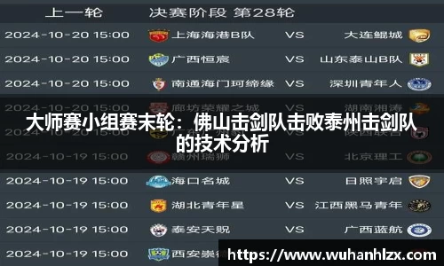 大师赛小组赛末轮：佛山击剑队击败泰州击剑队的技术分析